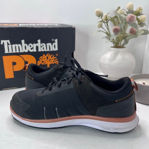 Timberland PRO Overdrive Composite Safety Toe Sneaker Black Women 8.5 Tried On - Picture 8 of 11